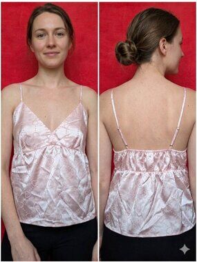 Flora by Flora Nikrooz Pink Heart Jacquard Satin Cami Top XL Barbiecore